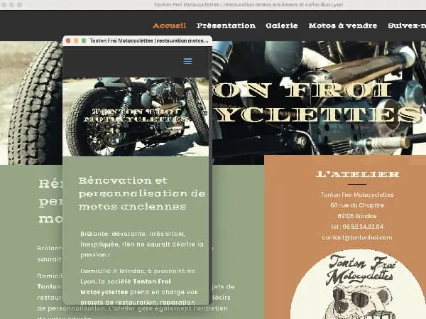 Vue du site web tontonfroi motocyclettes